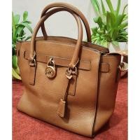 ราคา MK/Michael Kors (แท้) Large Hamilton Brown Tote/Shoulder Bag (24695192452)