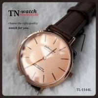 ราคา us submarine รุ่น TL-1144L นาฬิกาข้อมือระบบควอทต์สายหนังแท้สีน้ำตาลกันน้ำ100% พร้อมกล่อง หน้าปัดพิ้งโก (972641418)