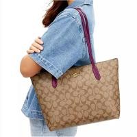 ราคา พร้อมส่ง COACH 4455 ZIP TOP TOTE IN SIGNATURE CANVAS (24502386015)