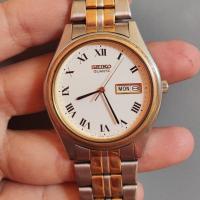 ราคา นาฬิกาญี่ปุ่นมือสอง Vintage Seiko 2 กษัตริย์ หน้าขาวหลักโรมัน เรียบหรู ระบบถ่าน ขึ้นข้อหล่อมาก (24157313337)