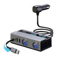 ราคา Vediot 120W 12V/24V Car Fast Socket Charger Retractable TYPE-C Charger QC3.0 USB*2 + ไฟแช็ก * 2 TYPE-C PD (29588713433)