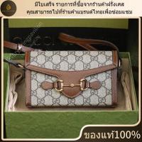 ราคา ใหม่ มีใบเสร็จ อุปกรณ์เสริมที่สมบูรณ์ Gucci กระเป๋า GUCCI HORSEBIT 1955 MINI BAG ของแท้ 100 (42972176130)