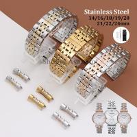 ราคา 14/16/18/20/19/20/22/24 มม.ปลายโค้งแข็งสายนาฬิกาสแตนเลสปลายแบนสร้อยข้อมือโลหะสากลผู้หญิงผู้ชายสายนาฬิกาเปลี่ยน (26262004731)