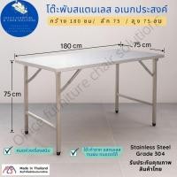 ราคา โต๊ะพับสแตนเลส กว้าง 1.80 m ขนาด 180x75x75 cm. ขามีตัวหมุนปรับระดับสมดุลได้ ขาสแตนเลสท่อเหลี่ยม ขาพับสวิง (29485711962)