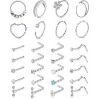 ราคา Mayhoop 20g แหวนจมูก Hoops &amp; Studs สแตนเลส hypoallergenic 316L สำหรับทั้งผู้หญิงและผู้ชาย รุ่นลวดลายเงินโรーズโกลด์ สีดำ และเรนโบว์ (47103076227)