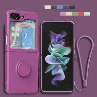 ราคา Slim Candy Color Ring Holder Magnetic Bracket Casing Samsung Galaxy Z Flip 6 Z Flip 5 Z Flip 4 Z Flip 3 5G พร้อมสายซิลิโคน Non-Slip Back Case Cover (27753475960)
