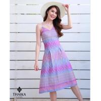 ราคา Thaika เดรส ‘อัมรา’ ชุดผ้าไทย ผ้าทอลายไทยสีฟ้า-ม่วง เดรสยาว สายเดี่ยว ชุดไทย ออกงาน เที่ยว ทะเล (10160421993)