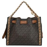 ราคา กระเป๋าสะพายไหล่ Michael Kors Mina ใบเล็กพร้อมโลโก้สีน้ำตาล/สายโซ่ แท้100% (28918405367)