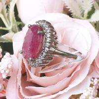 ราคา แหวน ทับทิม ตัวเรือน เงินแท้ 92.5% ชุบทองคำขาว งานคุณภาพส่งออก เบอร์ 7 (29772562216)