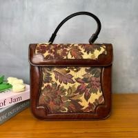 ราคา กระเป๋าผ้าทอแต่งหนังงานวินเทจสวยสภาพดี (47750911260)