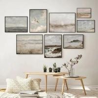 ราคา ภาพวาดสีน้ำมันบนผ้าใบ โทนสุขุมสไตล์เรือน้อยริมทะเล สำหรับตกแต่งบ้าน (44468818878)