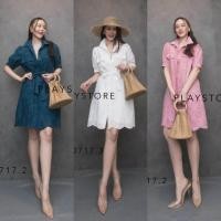 ราคา ️ Mirrorsister #00717.2 เดรสเชิ้ตปักฉลุ เดรสลูกไม้ ชุดลูกไม้ ชุดทำงาน ออกงาน (6842764611)