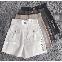 ราคา กางเกงขาสั้นเนื้อผ้าดับเบิ้ลซาร่า เอวสูงปิดสะดือ ไม่สั้น ไม่เห็นก้น แต่งกระดุมหน้า ซิปหน้า กระเป๋าหน้าสวยเก๋ (5233691777)