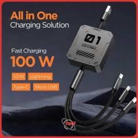 ราคา สายชาร์จ Micro USB Type C แบบยืดหดได้ 3-in-1 100W 1.2M - TD-B023 (52851933288)