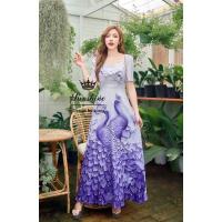 ราคา ✅✅✅พร้อมส่ง✅✅✅Lot ช E08 เดรสยาว ลายนกยูงสีม่วง สีฟ้า ป้าย Lady Sunshine Size M L+Lot ซ สีม่วง(K06)M1+Lot ฌ E08ฟ้า(M1)+ (9455465395)