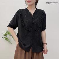 ราคา คามาก้า เสื้อลินินคอวีแขนสั้นปักลูกไม้ลายดอกไม้ - ไม่10130 (25445984889)