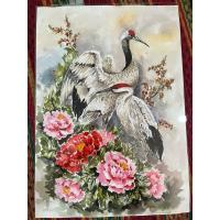 ราคา ภาพวาดนกกระเรียนคู่ ภาพวาดนกคู่ ภาพวาดสีน้ำ ขนาดA3/29.7x42cm กระดาษร้อยปอนด์ นำไปใส่กรอบได้ แข็งแรงทนทาน (28581240989)