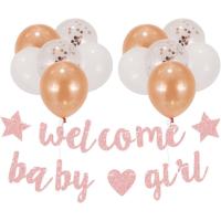 ราคา Baby Shower Its Twins Welcome Baby Girl Banner Balloons Glitter Bunting Party Supplies สําหรับทารกแรกเกิด (46952410068)