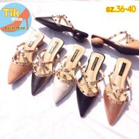 ราคา (เก็บปลายทาง)//( พร้อมส่ง)⭐รองเท้าเปิดส้น สูง1 นิ้ว..สไตล์วาเลนติโน่ ..ทรงหัวแหลม..ไซส์ 36-40 (6265913229)