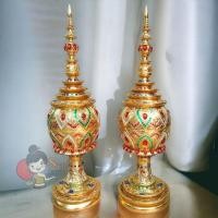 ราคา ผอบไม้ทรงสูง ผอบไม้ อูปไม้ ผอบใส่พระธาตุ ผอบใส่เกศา อูปปลายแหลม ลงรักปิดทอง (ราคาต่อชิ้น/คู่) (23474800042)