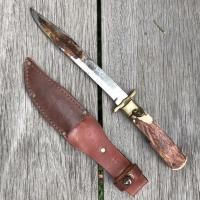 ราคา มีดพก มีดสำหรับสะสม มีดเดินป่า มีดพับ knife มีดรุ่นเก่า มีดเก่าเก็บ มือ1 พร้อมซองหนัง งานทองเหลือง (11414592062)