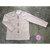 ราคา เสื้อผ้าฝ้ายเมืองผู้ชาย อัดผ้ากาว คอจีน สีเบจ แบบล้านนา (แขนยาว) (40010785170)