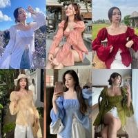 ราคา งานคุณภาพ *งานป้าย VIV Yaya style (ผ้าสาลู) เสื้อแขนพอง เสื้อแฟชั่นแขนยาว (2932042340)