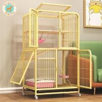 ราคา Dogelsy กรงแมวมีถาด กรงแมวขนาดใหญ่ กรงแมว2ชั้น การออกแบบหลายประตู กรงแมว กรงแมวพับได้ (25319963912)