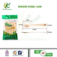 ราคา Spork ไม้ 16 ซม. บรรจุ 50 ชิ้น / ช้อนและส้อมไม้ / 2-in-1 (44552046108)