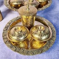 ราคา ชุดทองเหลืองตอกลาย ชามฝาทองเหลือง 3 นิ้ว แก้วน้ำใาปิด ถาดองุ่น 9 นิ้ว (17379916101)