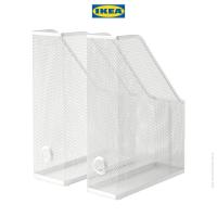 ราคา PRELOVED Dronjons IKEA ชุด 2 ชิ้นกล่องแฟ้มนิตยสาร Organizer เหล็กชั้นเก็บหนังสือโฟลเดอร์จดหมายแฟ้มสแตนเลสสีขาว (29790575596)