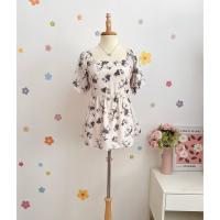 ราคา Silky Flare Sleeves Babydoll Top สี Brownstone Floral (43276911302)