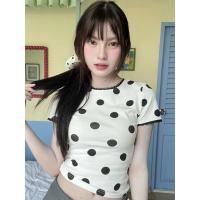 ราคา Cintage -Groovy collection!! Baby tee ลาย polka dot สีขาว size M สินค้าใหม่ New with tag (40860893738)