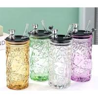 ราคา (KS) 2635 400ml แก้ว/แก้ว/แก้วน้ําพร้อมแก้วพื้นผิว 3D สุนทรียศาสตร์และฝาปิดฟาง (50851100328)