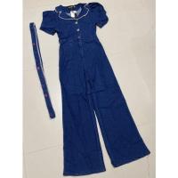 ราคา จั๊มผ้ายีนส์ขายาว สียีนส์เข้ม งานสวย พร้อมเข็มขัดผูกเอว แขนตุ๊กตา คอปก กระดุมหน้าหัวใจ งานป้าย Lalabelle (23600744839)