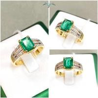 ราคา แหวนมรกตแท้ เพชรแท้น้ำ98vvs ทองคำแท้18k (24034715414)