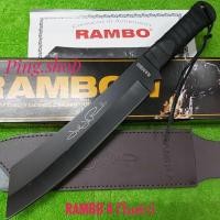ราคา อุปกรณ์เดินป่า มีด มีดพก มีดเดินป่า มีดพกใบตาย RAMBO 4 ใบดำ ด้ามพันหนัง (24727769435)