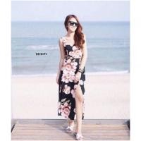 ราคา PE9316 Dress ชุดเดรสสายเดี่ยว ลายดอกเว้าเอว 2 ข้าง ผ้าชีฟองพิมลายดอกไม้ ด้านหลังแต่ง V โชว์หลัง กระโปรงผ่า (2850202508)