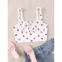 ราคา Anda103เสื้อครอปสายเดี่ยวระบายผูกโบว์ลายหัวใจ♥️♥️พร้อมส่ง♥️♥️ (16800817745)