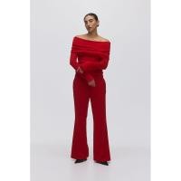 ราคา H&M(เอชแอนด์เอ็ม) กางเกงทรงกระบอกปลายบานทรงตัดเย็บอย่างประณีต Women Flared tailored trousers 1309339_1 (54350757996)