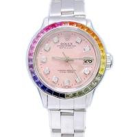 ราคา Rolex Rolex เสื้อผ้าผู้หญิง Log Type Powder Palette ด้านหลังฝังแหวนเพชรสายรุ้งนาฬิกากลไกอัตโนมัติสุภาพสตรี (52603372850)