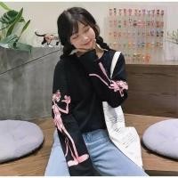 ราคา เสื้อยืดโอเวอร์ไซส์แขนยาว ลายพิ้งแพนเตอร์ข้างแขน (1615785570)