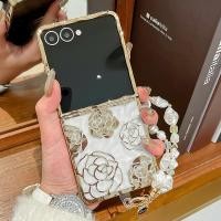 ราคา สําหรับเคสโทรศัพท์ Samsung Galaxy Flip 7 Flip76543 เคสลายดอกกุหลาบโซ่จับมุก Flip7 เคสกันกระแทก (49103128170)