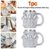 ราคา Andin แก้วสแตนเลส,อเนกประสงค์ V8 & V6 แก้วกาแฟออกแบบเครื่องยนต์, Creative 15oz ถ้วยชาครัวเครื่องมือ (26433330209)