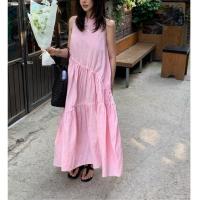 ราคา Mommy Closet ชุดคลุมท้องแฟชั่นสไตล์เกาหลี Maxi dress แขนกุดสีชมพูพาสเทล (26811038697)