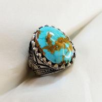 ราคา แหวนหินเทอร์ควอยซ์เปอร์เซีย Turquoise Blue Gold Fiber (40755742312)