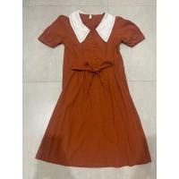 ราคา เดรสกระโปรงสีส้มอิฐ แขนสั้นมีแต่งระบายคอ อก34 ยาว37.5 ป้ายติดsizeM (26679460686)