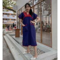 ราคา (ส่งฟรี) เดรสฝ้าย ชุดผ้าฝ้าย แต่งนากาแดง ฟรีไซส์ รอบอก 42 ยาว 40 นิ้ว (3541516853)