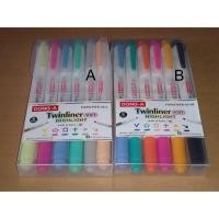 ราคา ปากกาไฮไลท์ 2 หัว DONG-A ปากกาเน้นข้อความ จากเกาหลี Twinliner SOFT Highlight donga (27108396943)