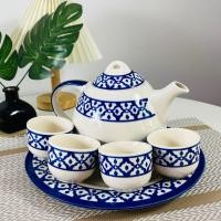 ราคา ชุดกาน้ำชา พร้อมแก้วน้ำชา4ใบ ลายไทย ลายสับปะรดโบราณ (29737927528)